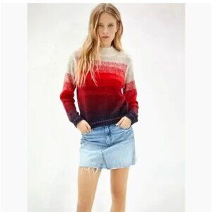 AMERICAN EAGLE Ombre Knit Sweater Mock Neck Colorblock Womens M